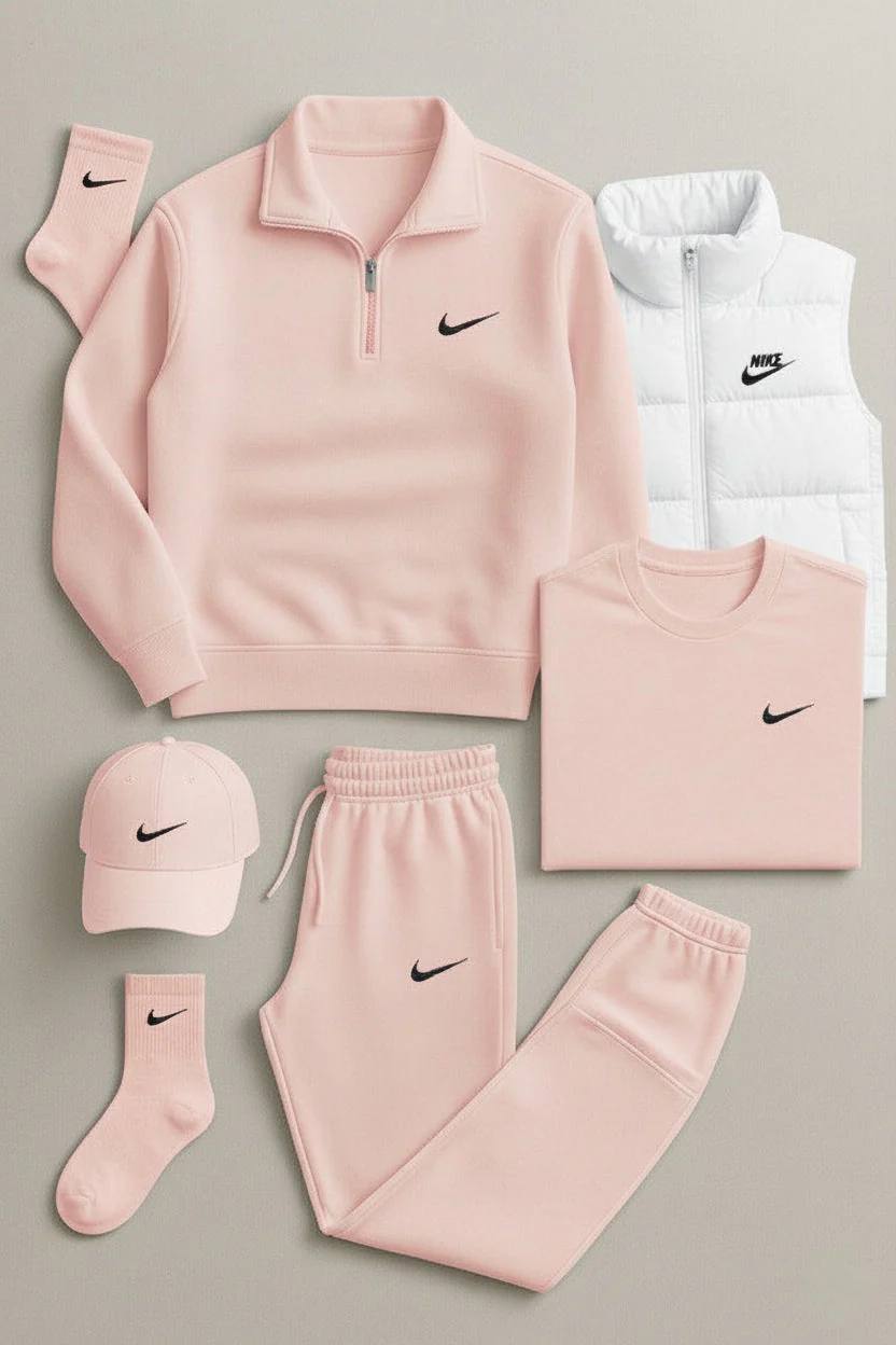 NK™ Winter Set – Fleece Tracksuit + Logo T-Shirt + Winter Puffer Jacket