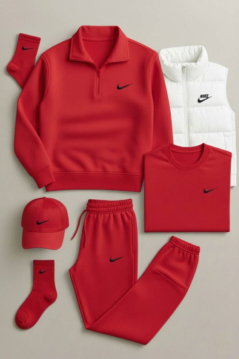 NK™ Winter Set – Fleece Tracksuit + Logo T-Shirt + Winter Puffer Jacket