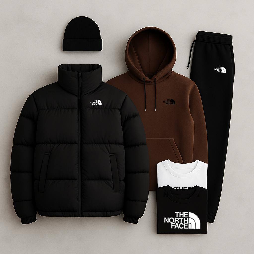 TNF™ Winter Streetwear Set – Puffer Jacket, Hoodie, Joggers & Tees