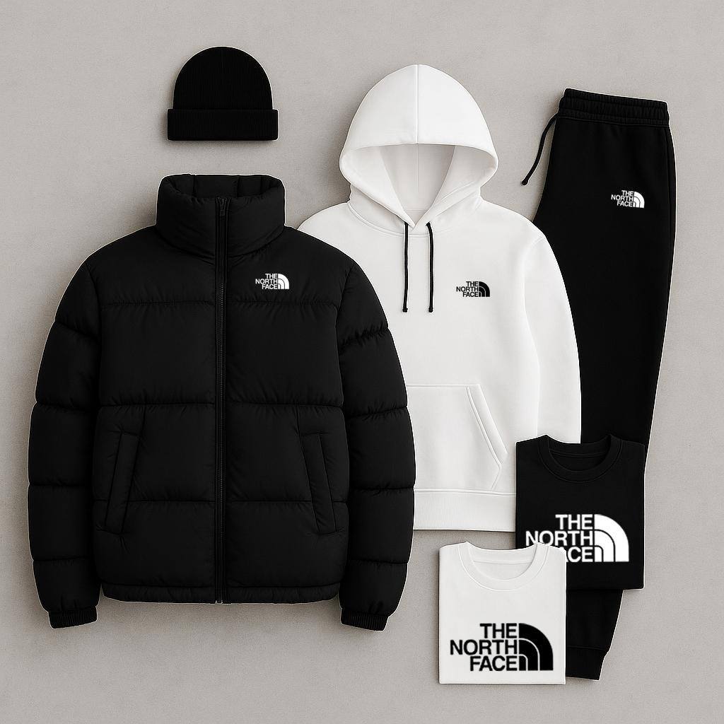 TNF™ Winter Streetwear Set – Puffer Jacket, Hoodie, Joggers & Tees