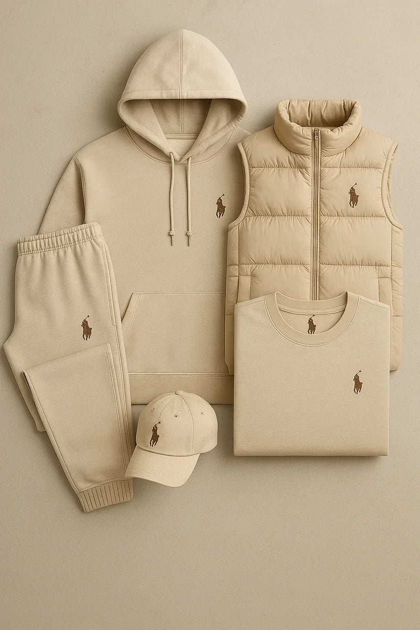 RL™ – Grey Essentials Coordinated Set (Hoodie, Joggers, Vest, T-Shirt)